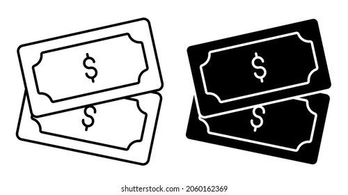 Linear icon. Bundle of dollars. Saving money and using cash. Simple black and white vector isolated on white background