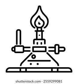 A linear icon of a bunsen burner 