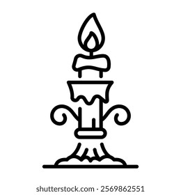 A linear icon of burning candle 