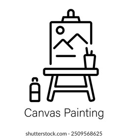 A linear icon of canvas painting tools 