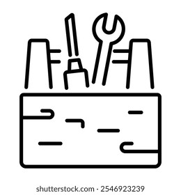 Linear icon of a carpenter tools