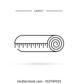 Linear icon of a carpet, the carpet rolled into a coil, insulated. Outline logo carpet, carpet store.