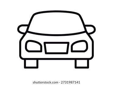 Icono lineal de la vista frontal de un automóvil con un trazo negro