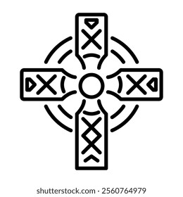 A linear icon of celtic cross symbol 