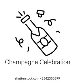 A linear icon of champagne celebration 