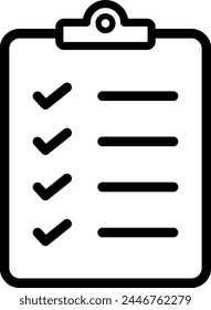 Linear icon of check list as order or service form symbol