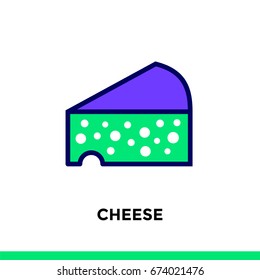 Linear icon CHEESE of bakery, cooking. Pictogram in outline style. Suitable for mobile apps, websites and presentation