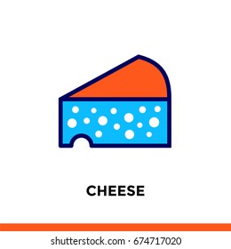 Linear icon CHEESE of bakery, cooking. Pictogram in outline style. Suitable for mobile apps, websites and design templates
