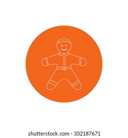 Linear Icon  Christmas Gingerbread Man ,   Icon Christmas Decoration, Vector Illustration
