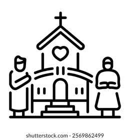 A linear icon of church wedding 