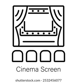 A linear icon of cinema screen 