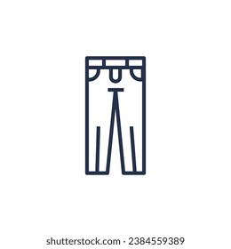 Icono lineal de jeans masculinos clásicos. Ropa y zapatos casuales. Un armario para crear un estilo moderno y de moda. Símbolo vector gris oscuro simple aislado en fondo blanco