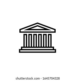 Linear icon of classical temple, palace, building