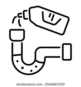 A linear icon of cleaning drain with a cleaner