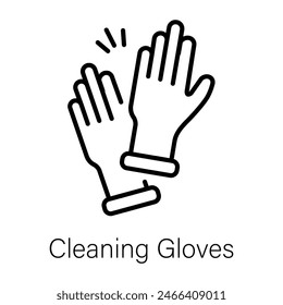 He aquí un icono lineal de los guantes de limpieza 