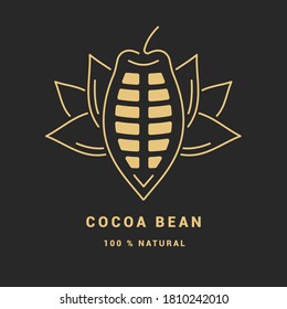 Linear icon of cocoa bean. Logo and badge of chocolate products. An illustration for your business project.