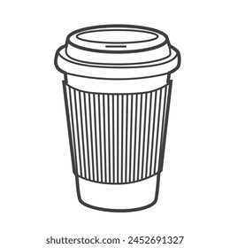 Linear icon of a coffee cup, illustrated in a simple and clean black-and-white design, representing the popular beverage in a minimalist style.