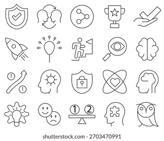  Colección de iconos lineales. Trazo editable. Iconos de línea de valores principales. 