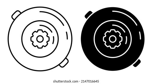 Linear Icon, Combat Anti Tank Mine. Weapons For Combating Equipment And The Enemy. Simple Black And White Vector Isolated On White Background