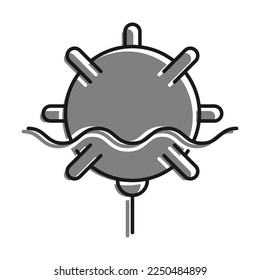 Linear icon, combat naval anti submarine mine. Fight against enemy ships. Simple black and white vector isolated on white background
