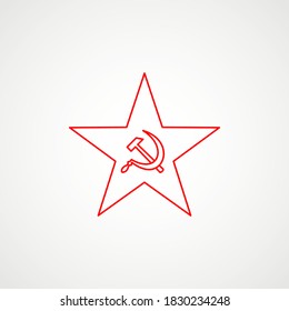 Linear icon of communism. Hammer, sickle inside the star. Red Soviet emblem. Minimalist coat of arms of the USSR. Vector