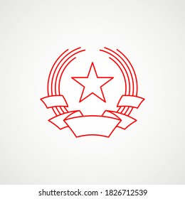 Linear icon of communism. Red star with stripe. Soviet emblem. Minimalist coat of arms of the USSR. Vector