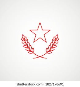 Lineare Ikone des Kommunismus. Stern Sie mit Kranz. Rotes sowjetisches Emblem. Minimalistische Wappen der UdSSR. Vektorgrafik