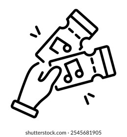 A linear icon of concert tickets 