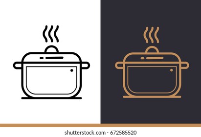 Linear icon COOKING POT of bakery, cooking. Pictogram in outline style. Suitable for mobile apps, websites and presentation