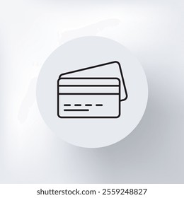 A linear icon of credit cards, a rectangle with details that imitate a magnetic stripe and a chip. 