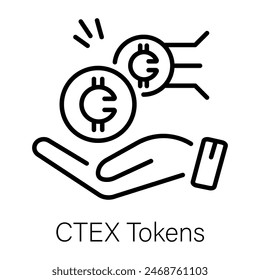 He aquí un ícono lineal de tokens ctex 