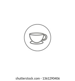 Linear icon of a cup of coffee in a circle.