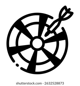 A linear icon of a dartboard game 
