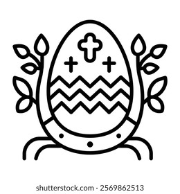 A linear icon of decorative easter egg 