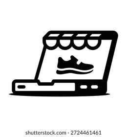 Un icono lineal que denota una tienda en línea