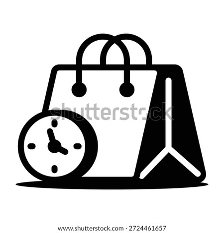 A linear icon denoting a shopping time