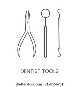 Linear icon dentist tools. Vector illustration for dental clinic