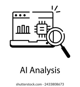 Here�s a linear icon depicting ai analysis