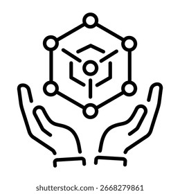 A linear icon depicting an ar framework system