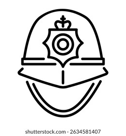 A linear icon depicting a bobby helmet 