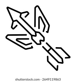 A linear icon depicting broadhead arrow weapon 