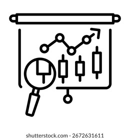 Um ícone linear representando uma análise de castiçal