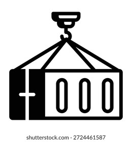 Un icono lineal que representa un contenedor de carga