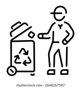 Un icono lineal que representa un personaje compostando residuos