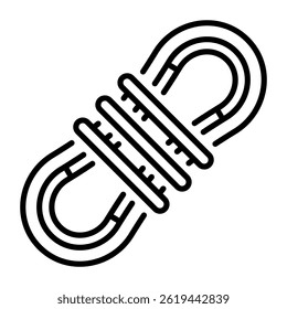 A linear icon depicting a coil of adventure rope