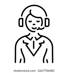 Ein lineares Symbol, das eine Kommentatorperson darstellt