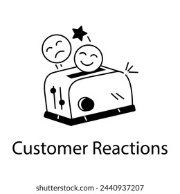 He aquí un ícono lineal que representa las reacciones de los clientes 