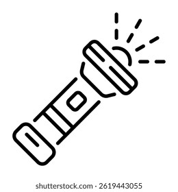 A linear icon depicting the design of a flashlight