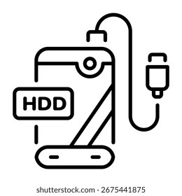 A linear icon depicting an external storage