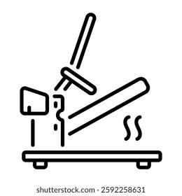 Linear icon depicting a heat press machine